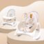 INFANTSO Baby Rocker & Bouncer for 0 to 2 Years (Beige), Chair for Newborn with Calming Vibrations, Music & Toys with Feeding Tray