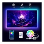 2-Meter 5050 Smart LED Strip Light USB WiFi Music Sync, RGB Color Changing, Compatible with 65-Inch TVs, Bluetooth Remote Control, Gaming Room Decor Lighting Kit(Remote + Bluetooth) Plastic