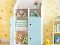 4 Door Plastic Wardrobe for Kids - Cupboard for Clothes Storage Rack, Almirah for Clothes, Baby Collapsible Wardrobe, Multi-Purpose Kids Storage Organizer for Books,Toy,Living Room