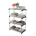 4-Tier Book Rack - Sturdy Multi-Level Storage Organizer for Books, Magazines, and Office Supplies, Space-Saving Design”Adjustable Multi-Functional Book Organizer,Book Rack,Bookshelf Storage