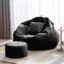 4XL Bean Bag with Footrest and Cushion for Adults, Kids & Teen Without Beans Ultra Soft Leatherette Bean Bag Chair for Comfortable and Cozy Seating (XXXXL Cover Only, Black)