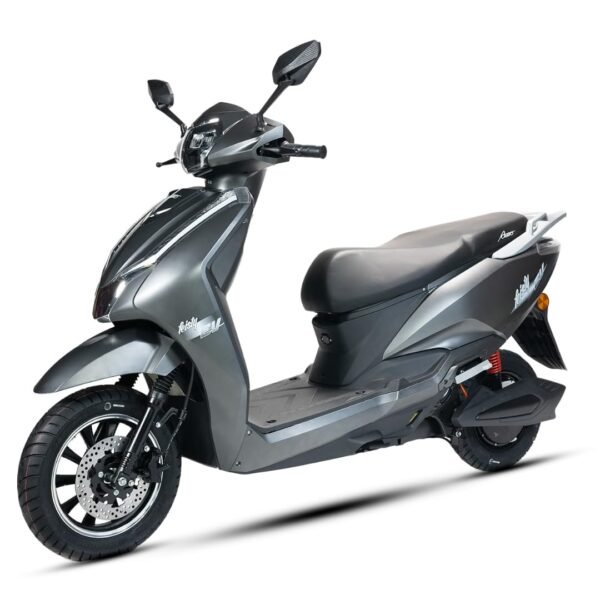 AMO Feisty Low Speed Electric Scooter Non-RTO 60Km-70 Km Range, Grey with Lead Acid Battery and Portable Charger (Grey)