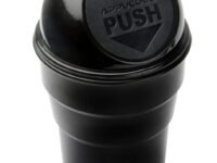 APPUCOCO Mini Car Trash Bin Can Holder Dustbin - Black (L 17 x W 6.5 cms)