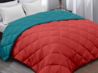 AYKA Reversible Comforter 220 GSM Microfiber Reversible AC Comforter/Blanket for Winter/Quilt/Duvets for King Size Single Bed Comforter (60 * 90, Teal & Red)| TC - 220