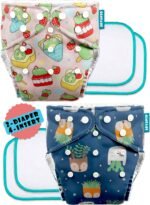 Advanso Leakage Proof cloth diapers for babies, high absorbent 2 reusable diaper 4 insert pad combo pack washable cloth diaper free size 5-18kg adjustable pocket cover P65