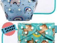 Advanso Leakage-proof cloth diapers for babies, high absorbent 2 reusable diaper 2 insert pad combo pack washable cloth diaper free size 5-18kg baby adjustable pocket cover 18