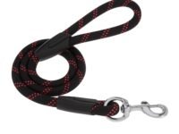Amazon Basics Extra Thick Premium Nylon Rope Leash | 6 Feet/ 183 cm | Black | Dog Leash with Reflective Strips | Strong Hook for Training and Walking Dogs