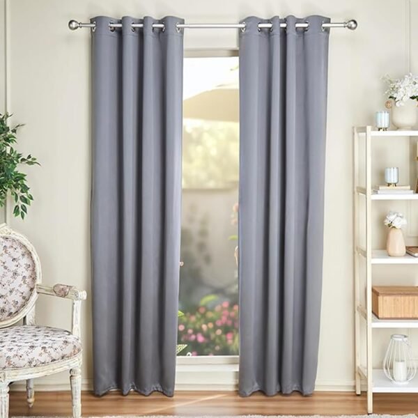 Amazon Basics - Room Darkening Blackout Door Curtains, 100% Room Darkening | 9 Feet |Set of 2| Plain Design | for Living Room and Bedroom | 115cmx274cm, Color- Grey