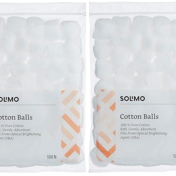 Amazon Brand - Solimo Cotton Balls - 100 Units (Pack of 2)