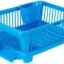 Amazon Brand - Solimo Plastic Dish Drainer with Detachable Cutlery Holder & Drain Tray | for Kitchen Dish Drying | 43.5D x 18.3W x 31.5H Cm | Blue