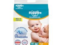 Amazon Brand - Supples Premium Baby Diaper Pants | 72 Baby Diapers | Medium | 7-12 Kg | 12 Hrs Absorption | Cushiony Cotton Soft Fabric | Phthalates-Free | Triple Leak Guard