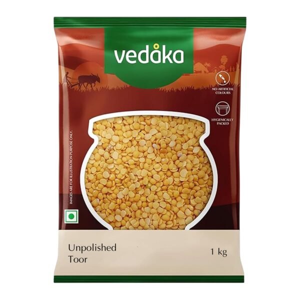 Amazon Brand - Vedaka Popular Unpolished Toor Dal | 1 Kg Pack | Naturally Rich Source Of Protein | Naturally Cholesterol-Free