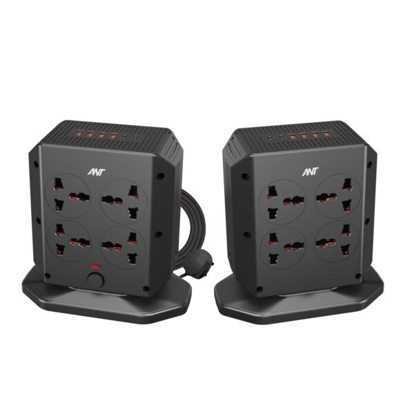 Ant ELECTRAPOLE Tower Power Strip Extension Board 8 Universal Sockets 4USB & 2 Type-C Ports 2500W 10A Surge Protector Multi Plug Charging Station Vertical Power Strip for Home Office Desk Gaming Setup