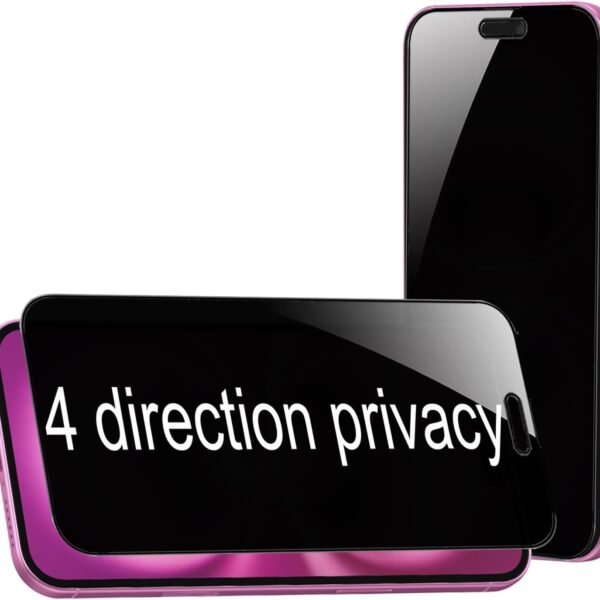 Anti-Spy 4-Way 360° True Privacy Tempered Glass Militry-Grade Protector for iPhone 16,Case Friendly, 9H Hardness, Easy Installation