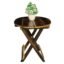 Antique Wooden Foldable end Table | Side Table | Small Coffee Table | Corner Stool | Indoor-Outdoor Plant Stand | Round - Brown | 12 x 12 x 13 inches for Home Decor