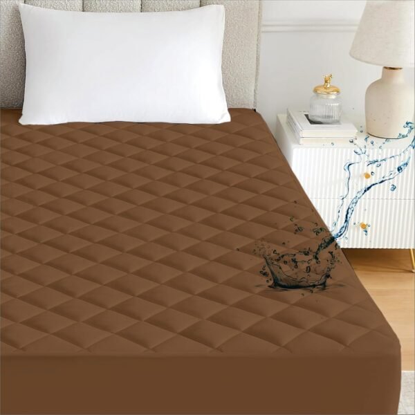 Ayka 100% Waterproof Cotton Quilted Mattress Protector QueenSize Breathable Hypoallergenic Noiseless Ultra Soft Fitted Bed Protector 78x60 inch Mattress/Bed Cover (Queen 78x60 | 6.5x5 ft, Brown)