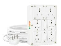 BITCORP 16A Heavy Duty Power Extension Board with Switches with 6 Socket 2 Switch, 3500W, 5 Meter 2.5mm Electric Cord for AC, Refrigerator, EV Charger, Washing Machine, Geyser