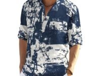 Bellstone Men's Cotton Blend Solid Regular Fit Full Sleeve Short Kurta | Men's Trendy Short Kurta | Stylish Casual Lightweight Summer Kurta for Daily and Occasion Use