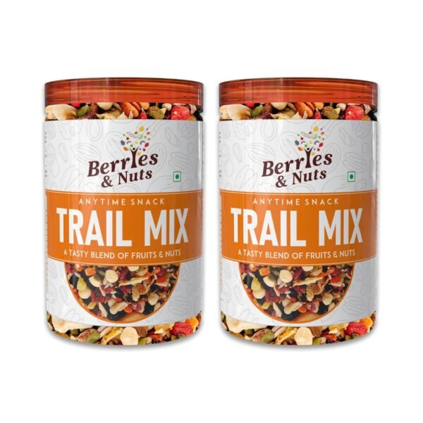 Berries And Nuts Super Trail Mix | Mixed Berries, Nuts and Seeds | 20 + Varities of Assorted Dry Fruit Mix with Berries, Nuts, Seeds & Fruits as Immunity Booster | 400 Grams | 2 Bottles of 200 Grams