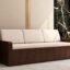 Bluebite Berry Sofa Cum Bed (Cream) | Wenge Finsh | 3 Back Cushions | Pull-Out Mechanism | 3 Seater Wooden Sofa | Queen Size | Mattress with Removable Cover | Box Storage Space