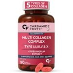 Carbamide Forte Multi Collagen Supplements For Skin | Collagen Tablets For Women & Men | Skin Supplements For Glowing Skin | Hydrolyzed Peptides With Type I, II, III, V & X - 90 Tablets