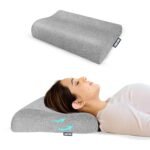 CareFoam Memory Foam Cervical Neck Pillow | 2 Years Warranty | Pain Relief Sleep, Improves Posture Spinal Alignment, Neck Pain Relief | 21 x 13 x 4 Inch | Black Melange Cover | Pack of 1