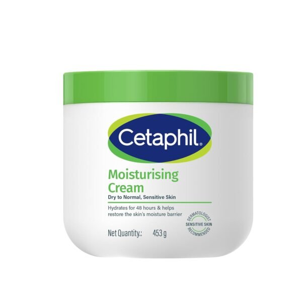 Cetaphil Moisturising Cream 453 g for Dry & Sensitive Skin | 48H Hydration with Almond Oil, Niacinamide & Panthenol | Rich Fragrance and Paraben Free Moisturiser, Prevents Moisture Loss & Repairs Skin Barrier | Dermatologist Recommended