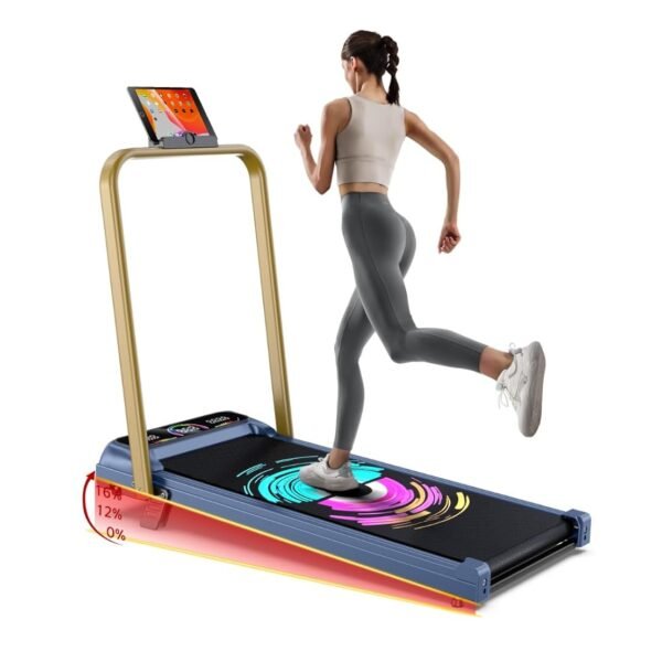 Cockatoo SmartWalk 2AHG Walking Pad for Home 2HP-3.5HP Peak, Under Desk Walk Pad with Handle, Max Speed 10Km/Hr, 3 Level Manual Incline 6 Automatic Program, Max User Weight 110Kg -Gold