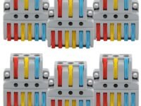 Compact Splicing Electrical Connectors - 3 to 6 Wire Connectors - Terminal Block Connectors - Lever Wire nut Connectors (6pcs, 3 to 6 Inline, Multi)