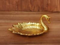 CraftVatika Metal Swan Shape Dry Fruit Serving Tray, Snacks, Floating Flowers for Home Decoration Table Dining Décor (Set of 1)