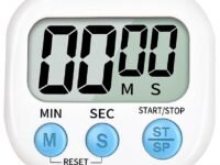 DOCAT Digital Kitchen Timer & Stop Watch Timer for Study, Countdown Large Digits, Loud Alarm, Magnetic Round Back Stand, Stopwatch Timer for Study, Oven, Cooking, Baking Essentials Kitchen Tools