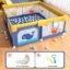 Dawnwake Playpen 150x180cm for Baby 0-5 Years with Safety Lock, Playard with 5-10 Ocean Balls and 2 Grasp Rings (No Mat, Non-Foldable) - Blue