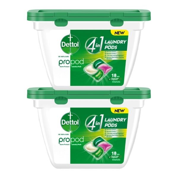 Dettol 4 in 1 Laundry Detergent Pods 18pcs, (Pack of 2)