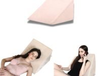 Dormyo Wedge Pillow Memory Foam for Back Support - Wedge Pillow for Neck & Back Pain - Acid Reflux Pillows for Sleeping - High Resilience Foam with Zipper Outer Velvet Cover 18" X 17.5" X 11" Cream