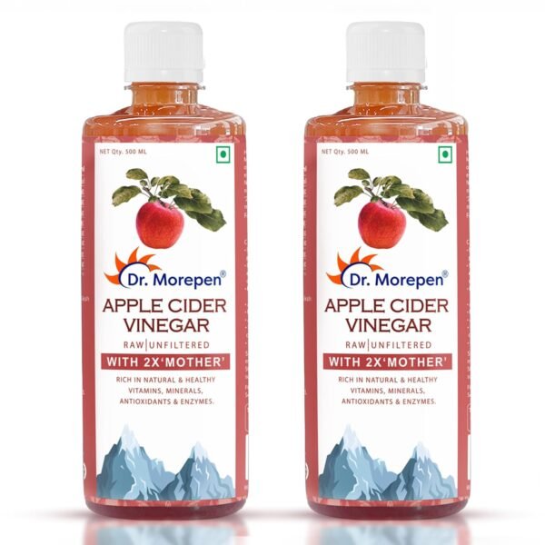Dr. Morepen Apple Cider Vinegar With 2X Mother - 1000Ml, Raw, Unfiltered & 100% Unpasteurized, Naturally Fermented Blend Of Freshly Brewed Himalayan Apple, Double Mother Content Formula