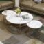 EDEUEQUE Metal, Engineered Wood Nesting Tables Coffee Table Set of 3,Round Sofa Side Table Small Accent End Table for Living Room,Bedroom Apartment (Gold)
