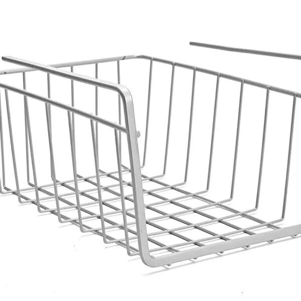 EITHEO Under Shelf Storage Basket - Maximize Kitchen Space with Powder Coated Under Cabinet Storage Organizer | 16 Inch Size White (Pack of 1)