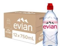 Evian Mineral water, Naturally Filtered Drinking water, 750ml Bottled Water Crafted by Nature, Case of 12 X 750ml Sports Cap Water Bottles