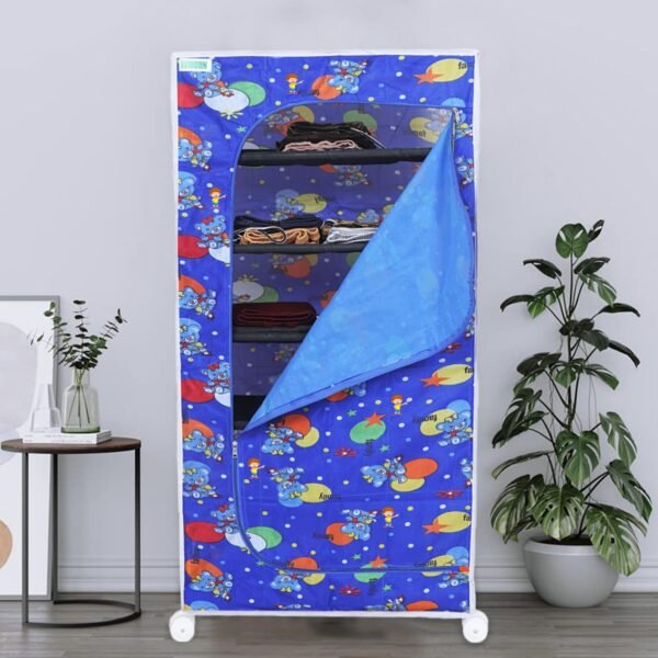 FLIPZON Multipurpose 6 Shelve Baby Wardrobe, (Fabric Shelves)- Blue