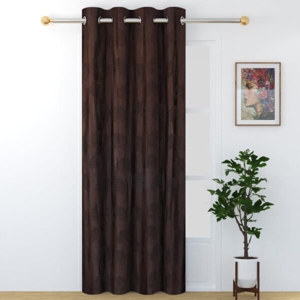 FRESH FROM LOOM Grommet Room Darkening Curtains For Door 12 Feet Long|Big Window Curtain Premium Polyester Punch Parda|Latest Modern Parde For Living Room Bedroom|Home Office Screens(Coffee,1Pc Only)