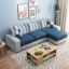 FURNY Orionoy 4 Seater Fabric LHS Sectional L Shape Sofa Set (Blue-Light Grey)