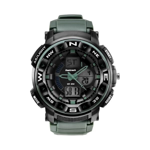 Fastrack Quartz Analog Digital Black Dial Green Plastic Strap Unisex Watch - NT38076PP02W