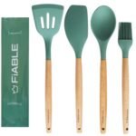 FiABLE Premium Silicone Spatula Set of 4 for Non Stick pan, Non Flexible Spatula Set of Cooking - Heat Resistant, FDA Certified, 1 Year Brand Warranty - Hybrid Combo of 4 Green