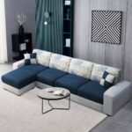 Florendo 5- to 6-Person Sofa Fabric Lhs L Shape Sofa Set (Blue-Light Grey)
