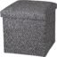 Foldable Storage Bins Box Ottoman Bench Container Organizer with Cushion Seat Lid, Cube Shape Sitting Stool with Storage Box, Ottoman Storage Box ||