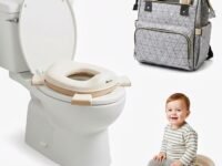 Foldable Travel Baby Potty Training Seat for Boys & Girls with Handles & Detachable Bowl, Toddler Potty Chair with Anti-Slip Base, BPA-Free, Unisex, Coffee