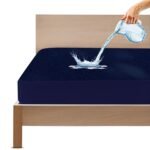GADDA CO Ultra Soft Cotton Feel Waterproof Mattress Protector | Breathable & Hypoallergenic Bed Cover for King Size Bed | Fits 75x72 inch (6.25x6 ft) Mattress | Dark Blue | Pack of 1