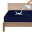 GADDA CO Ultra Soft Cotton Feel Waterproof Mattress Protector | Breathable & Hypoallergenic Bed Cover for King Size Bed | Fits 75x72 inch (6.25x6 ft) Mattress | Dark Blue | Pack of 1