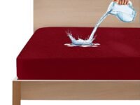 GADDA CO Ultra Soft Cotton Terry Waterproof Mattress Protector | Breathable & Hypoallergenic Bed Cover for King Size Bed | Fits 75x72 inch (6.25x6 ft) Mattress | Maroon, Pack of 1