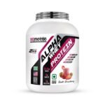 Getmymettle Alpha Whey Protein Powder, Scarlet Strawberry (2kg / 4.4lbs) | 35.06g Protein Per Serving | High Protein for Muscle Growth & Recovery | Fast Absorption | Gym Nutrition